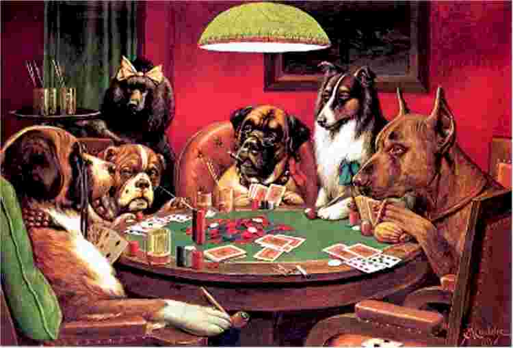 dogs playing poker velvet painting