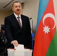 Azerbaijani President Ilham Aliyev votes in Baku