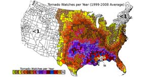 Tornado Watches per Year in the US