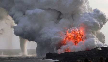 Volcano and Waterspout