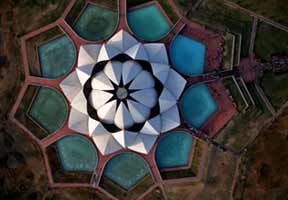 Baha'i Lotus Temple House of Worship, New Delhi aerial view