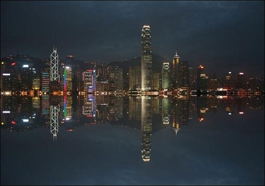 It's Hong Kong Harbour Rotated 90 Degrees