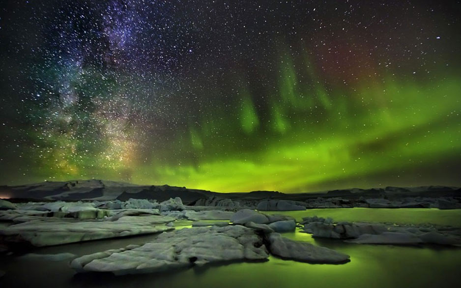 Northern Lights and Milky Way