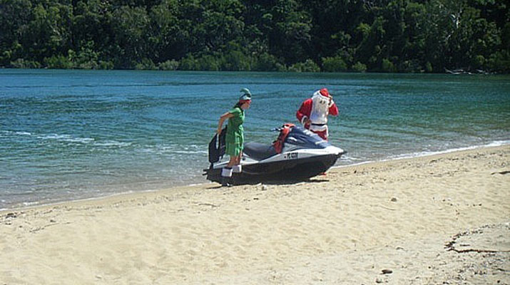 In Australia, Santa Arrives by Jetski