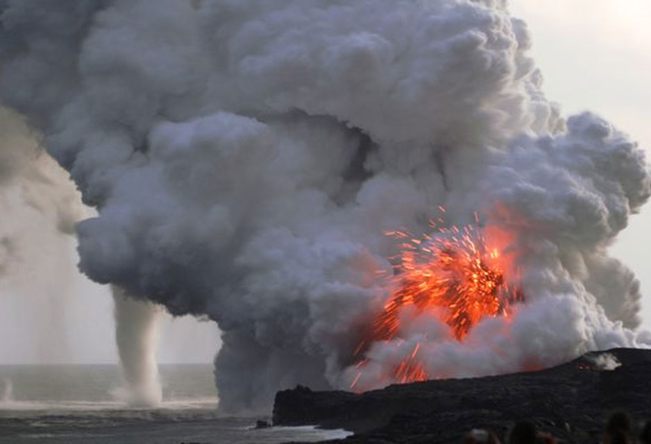 Volcano and Waterspout